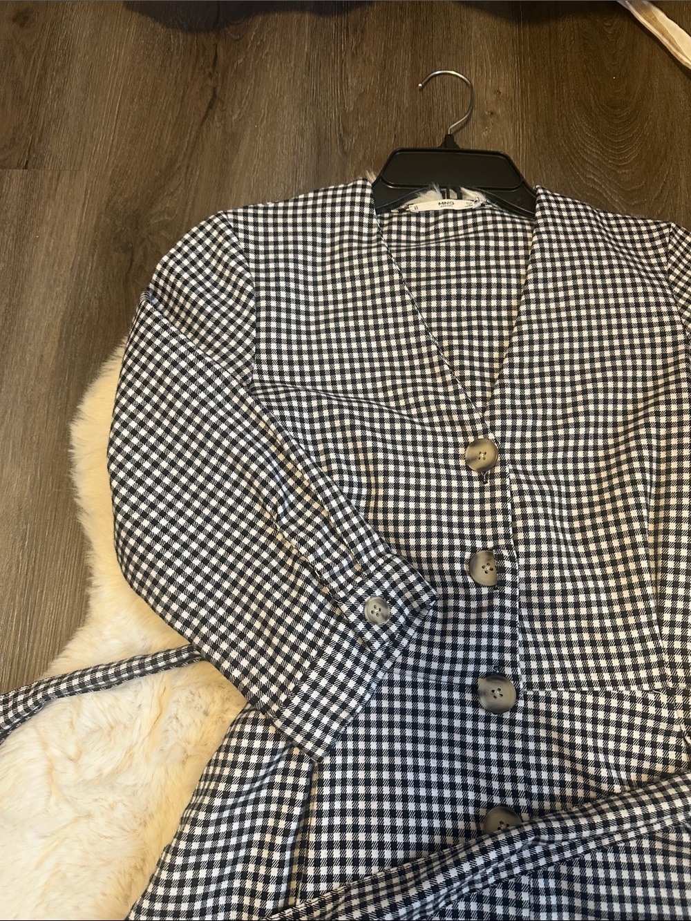 MANGO Black and White Gingham Button-Front Women's Dress size 2 - Picture 6 of 6